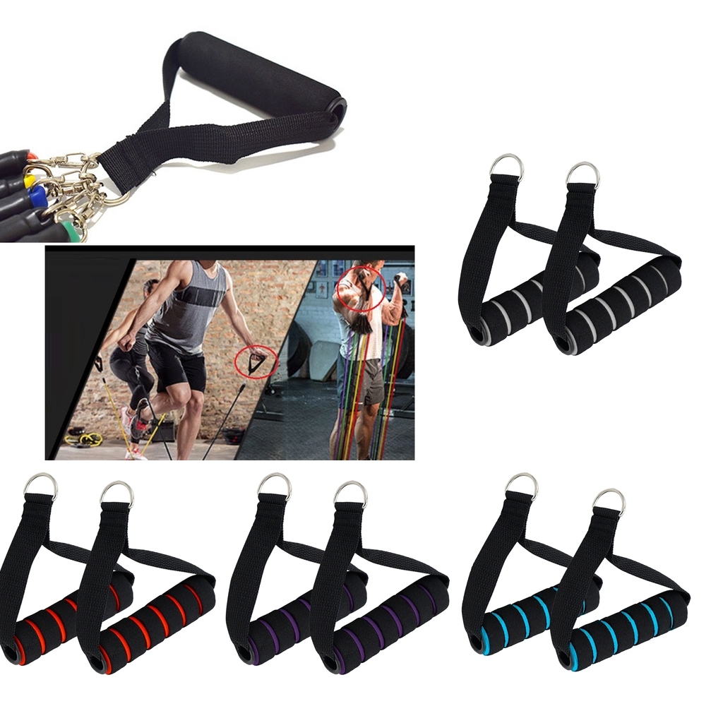 1 Pair Resistance Bands Handle with Strong Nylon Strap D-rings for Fitness Exercise