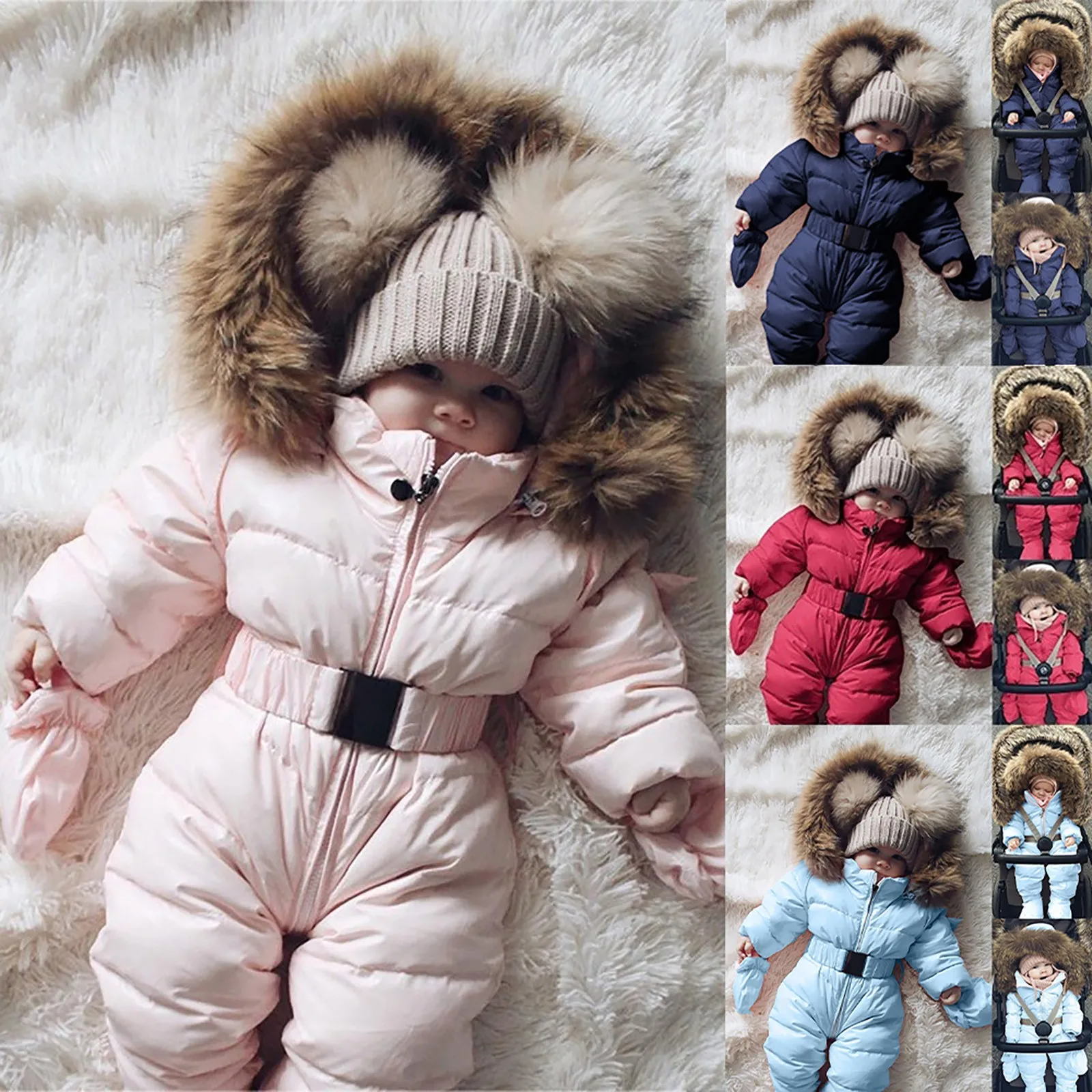 Hot Toddler Baby Boy Girl Winter Romper Jacket Hooded Jumpsuit Coat Outfit