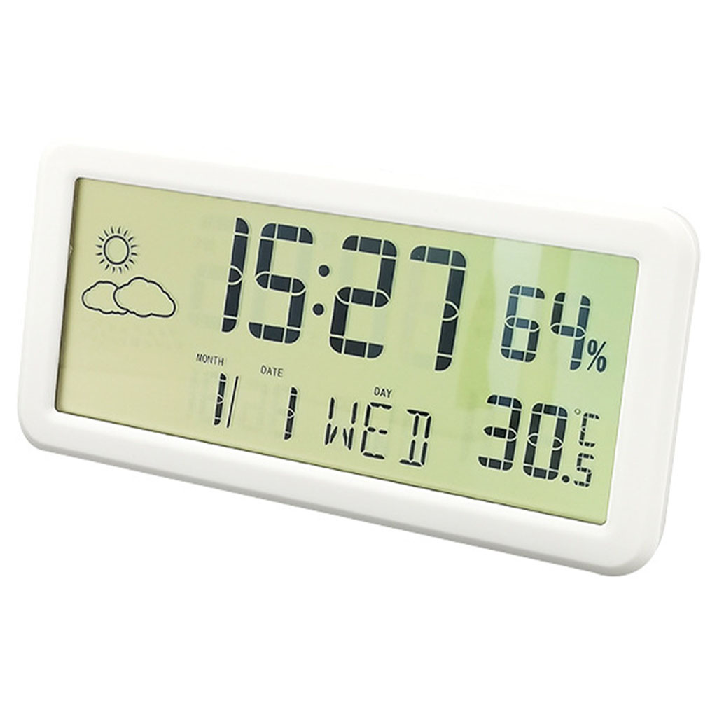 Digital Alarm Clock, Electronic LED Desktop Clock with Temperature Humidity Time Display, for Home, Bedroom, Office