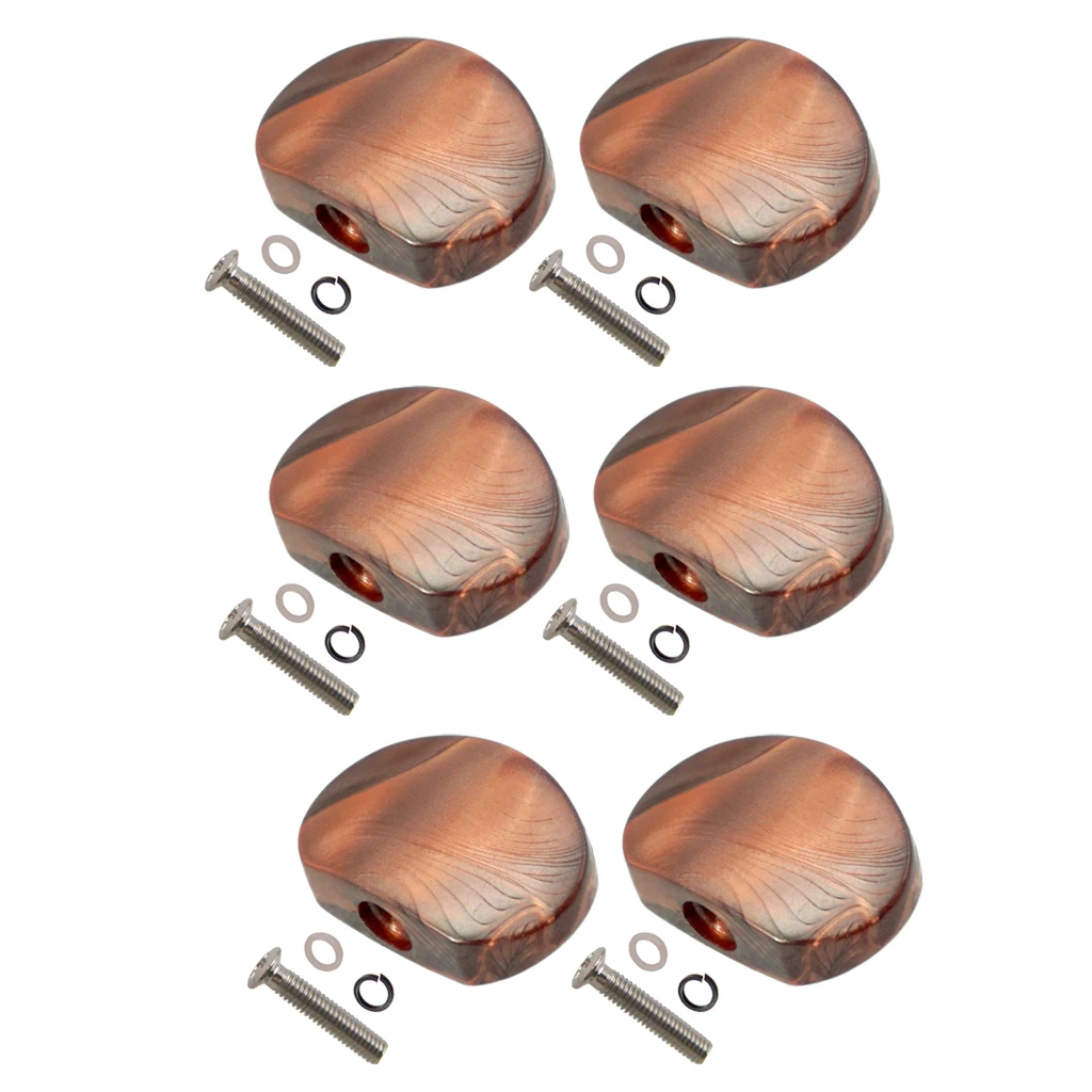 6 Pcs Semicircle Shape Electric Guitar Tuning Pegs Cap Tuners Machine Head Replacement Buttons Knobs, Coffee