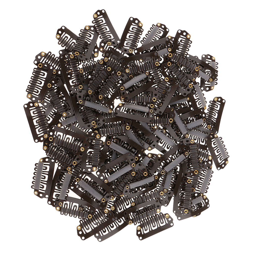 100x Metal Snap Clips Grip For Feather Hair Extensions Wigs Weft Hairpiece 28mm