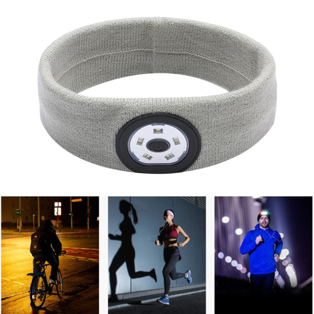 Absorbent Cycling Gym Sport Sweat Headband Sweatband Women Men Hair Bands Head Sweat Band Sports Safety With LED Light Up