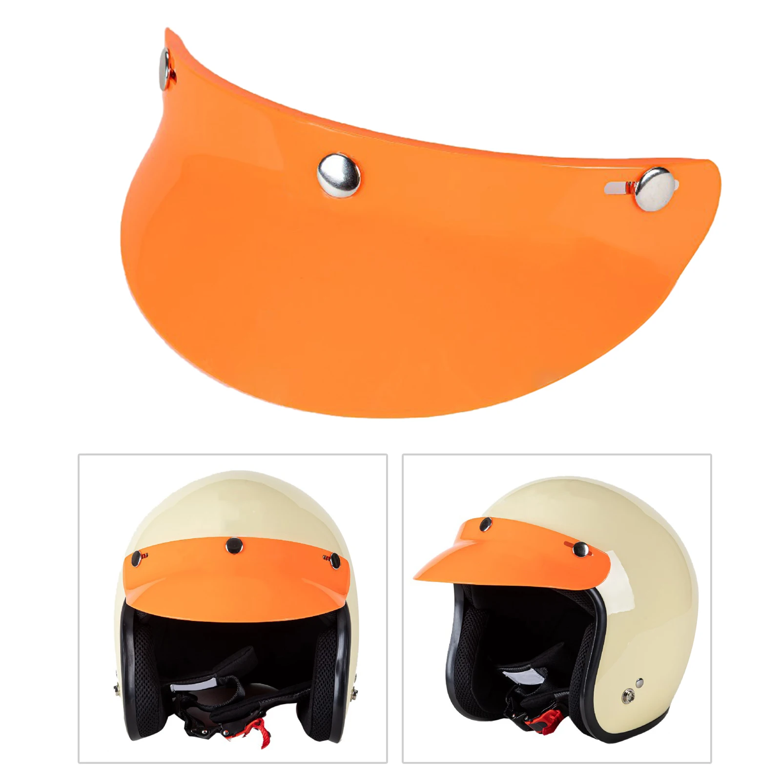 Vintage 3-Snap Motorcycle Helmet Visor Peak UV Sunshield for Most Open Face Half Face Or Vintage Helmets,15cm x 5cm
