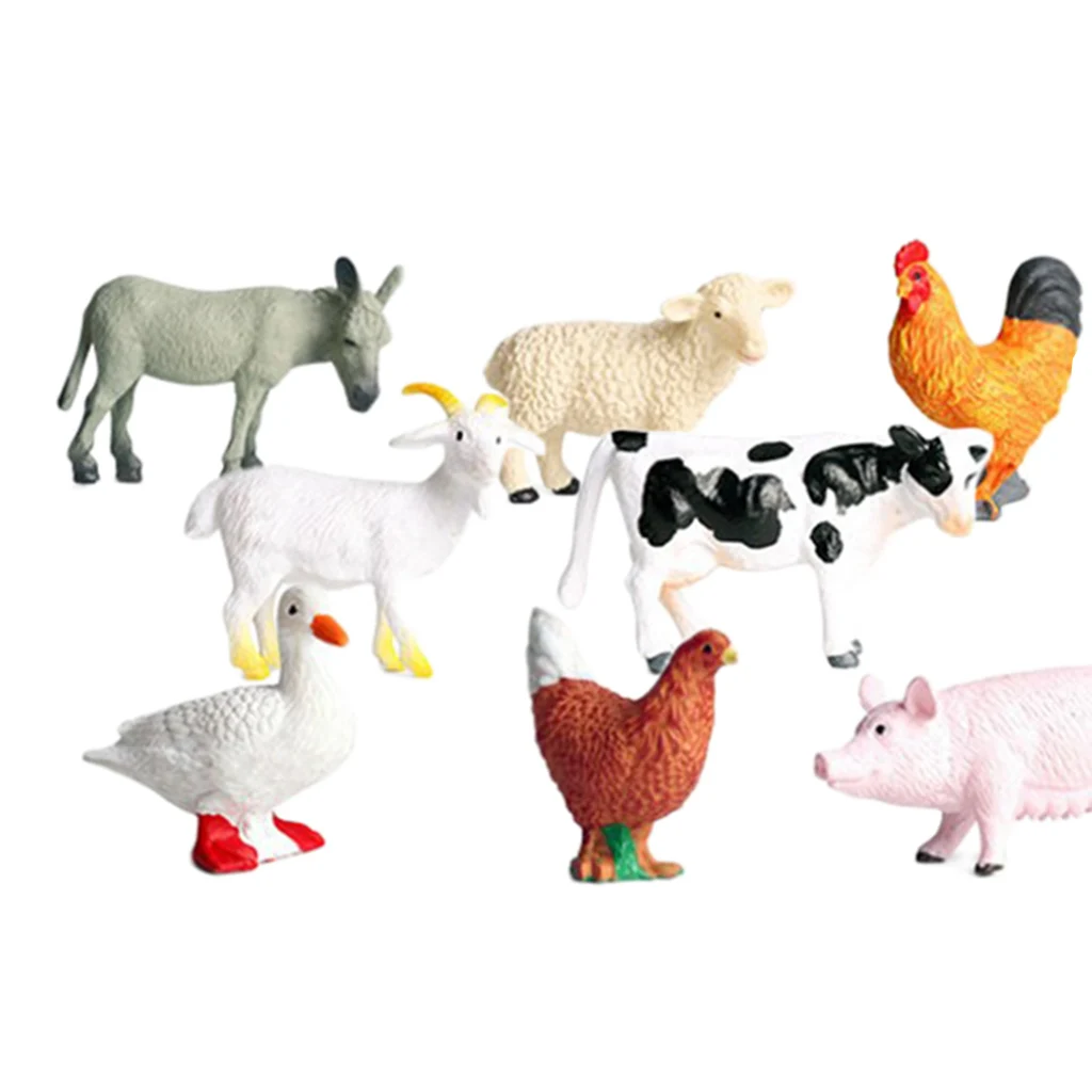 12 Pieces Farm Animal Model Miniatures Kids Toy Simulation Figures Set For Micro Landscape