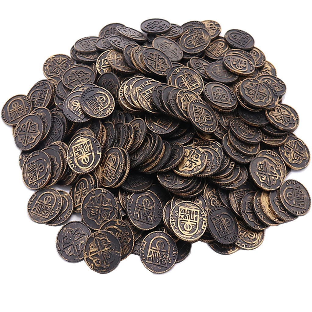 100 Pcs Plastic Pirate Treasure Coins Party Bag Fillers Toys Play Money