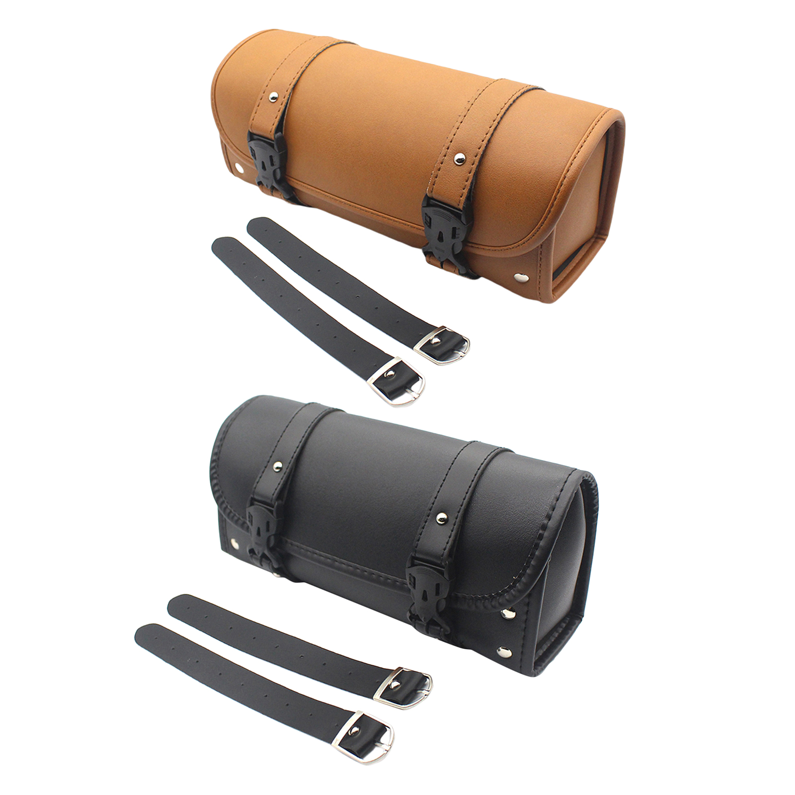 Vintage PU Leather Handlebar Bag Motorcycle Saddle Bag Tool Bag Travel Accessory Pouch