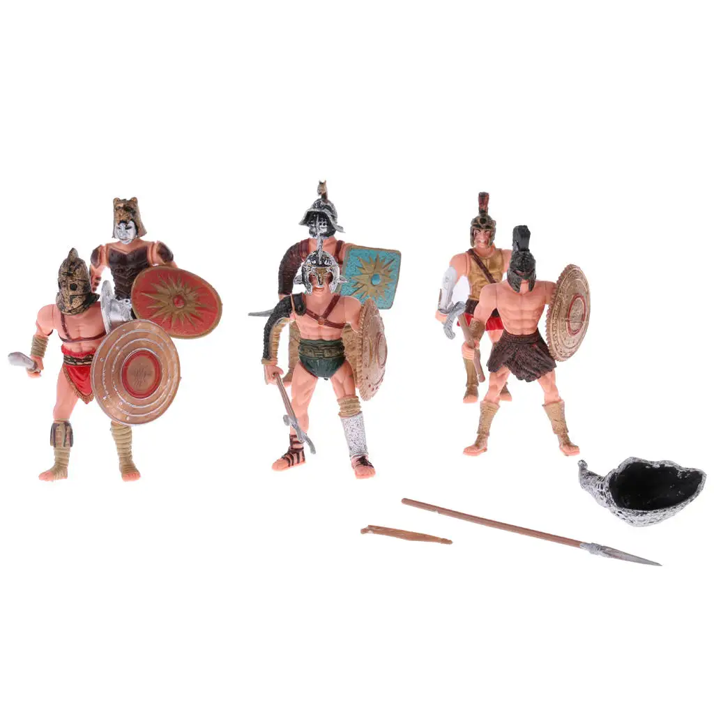 DIY Scenes Ancient Roman Gladiator Medieval Warriors Figure Models Toy 6pcs 