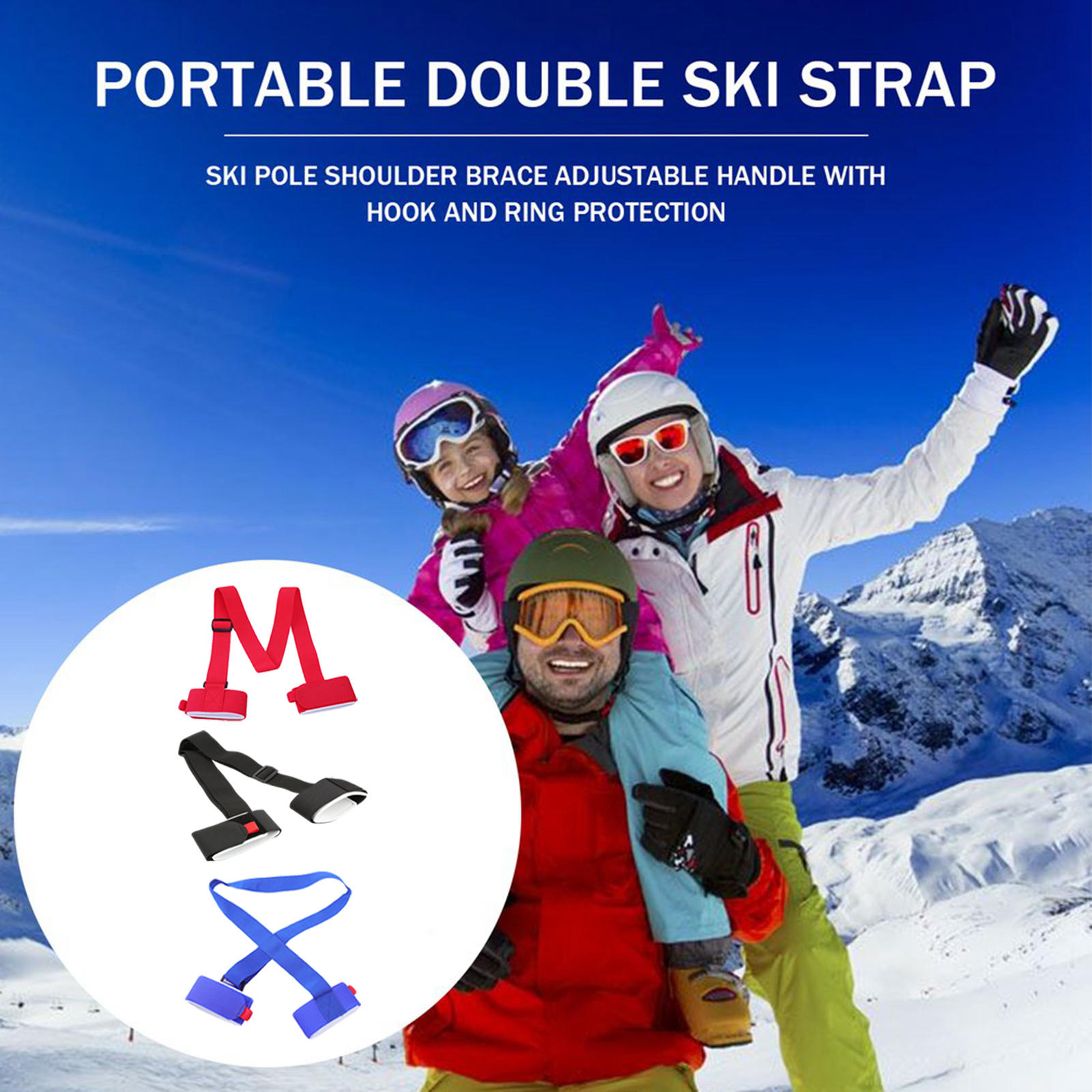Ski Straps Adjustable Ski Wraps Easy Transportation Ski Gear Skiing Accessory Shoulder Sling for Snowboard Ski Women