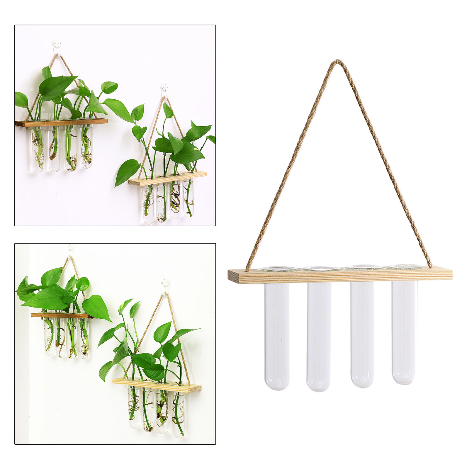 ing Clear Glass Tube Vases Planter Terrarium with Wooden er for Greenery Hydroponic Plant