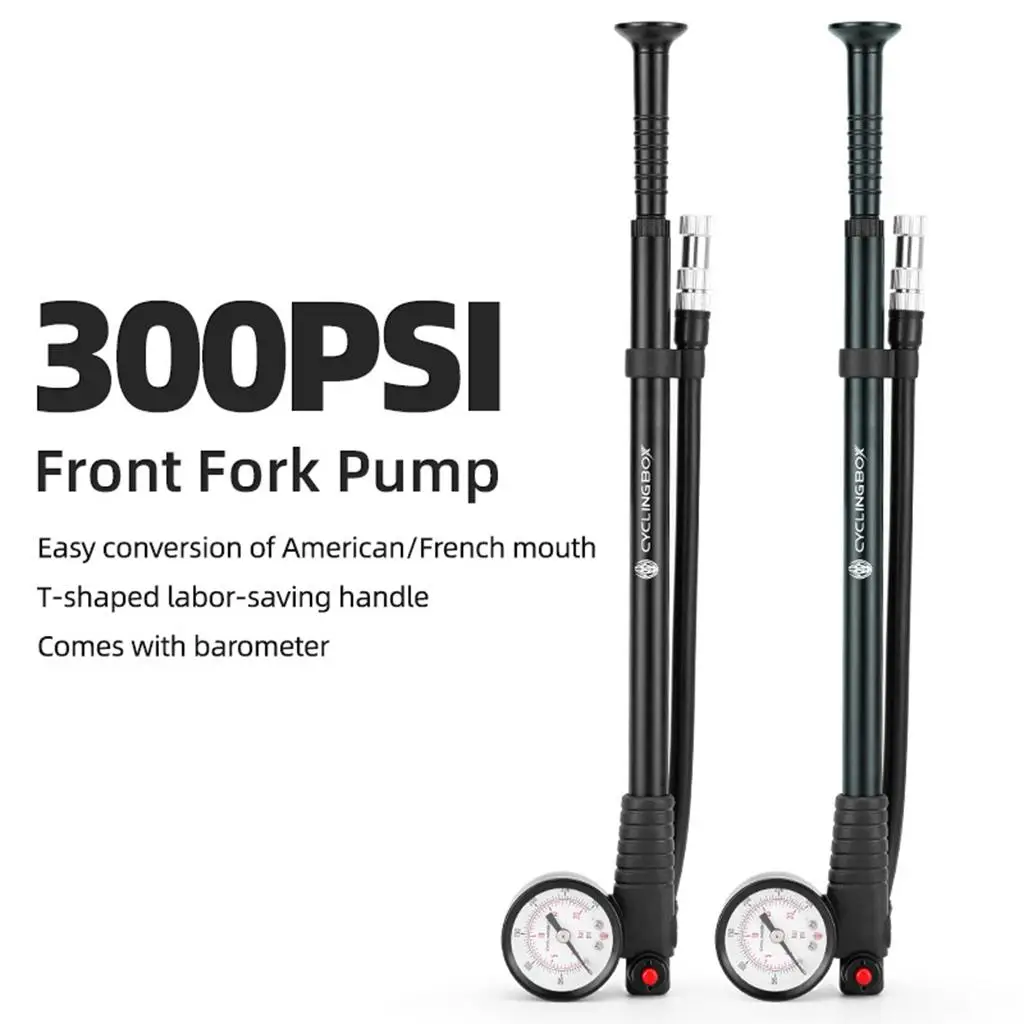High Pressure Shock Pump F/Fork & Rear SUSPENSIONS Foldable Portable 300 PSI(20 Bar) Max Mini Air Pump High Pressure Shock Pump