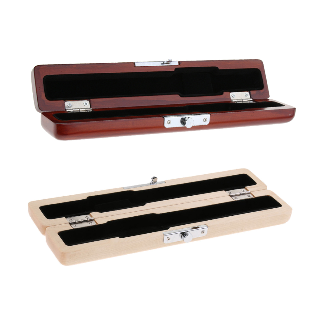 Flute Head Case Wood Box Holder Protector with Lock for Flute Players