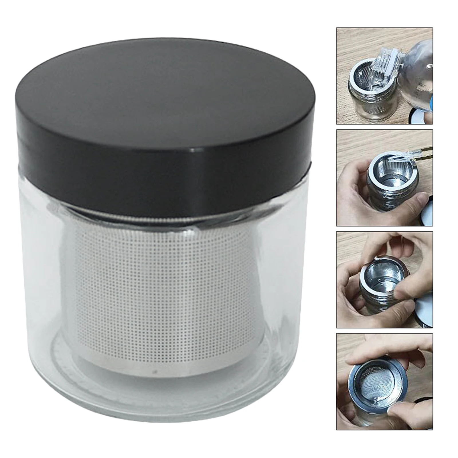 Glass Diamond Washing Cup Jewelry Cleaning Jar 76x73mm Watch Parts Cleaner