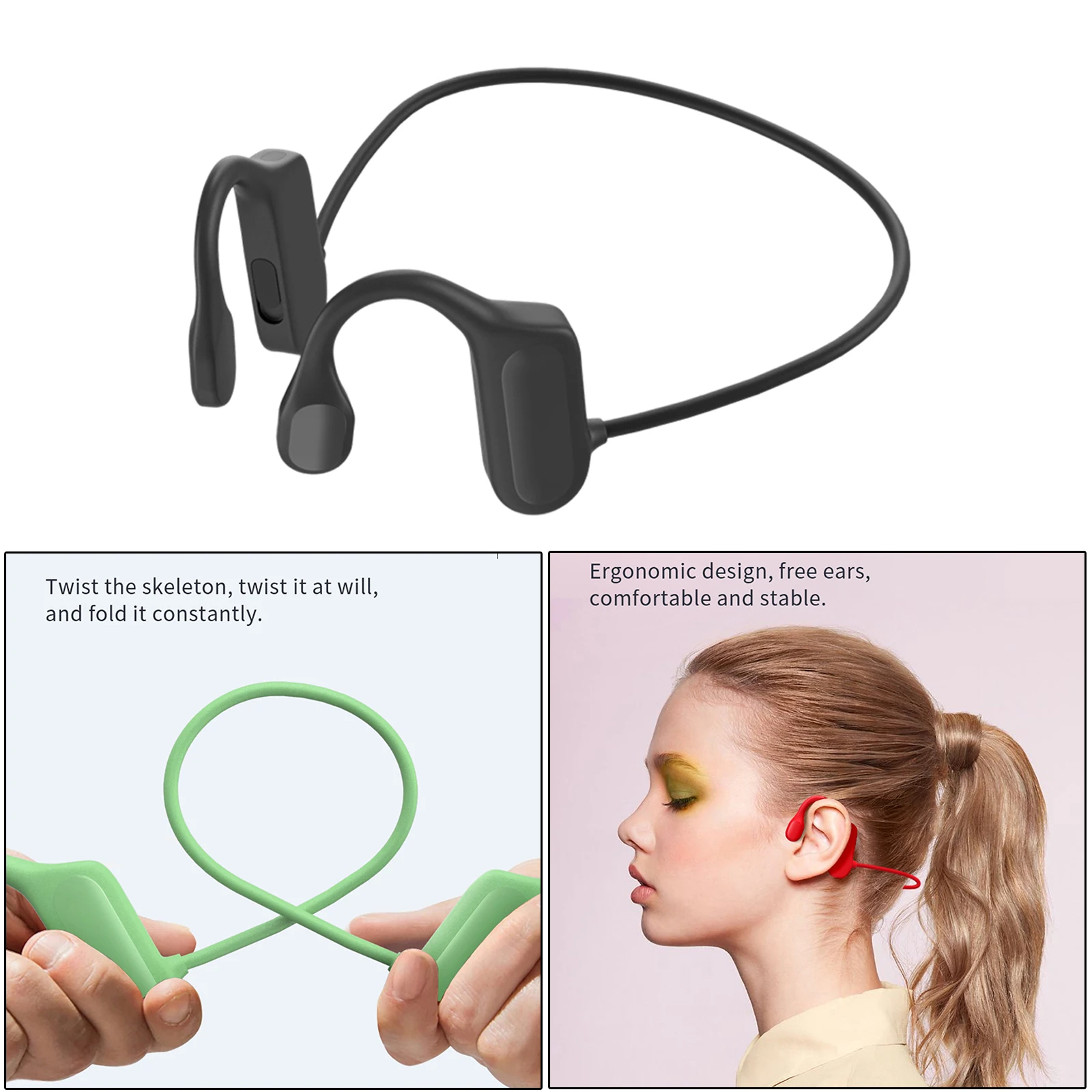 Bone Conduction Wireless Headphones Double Ears Headset Earphone for Cycling Sport Jogging Indoor Running