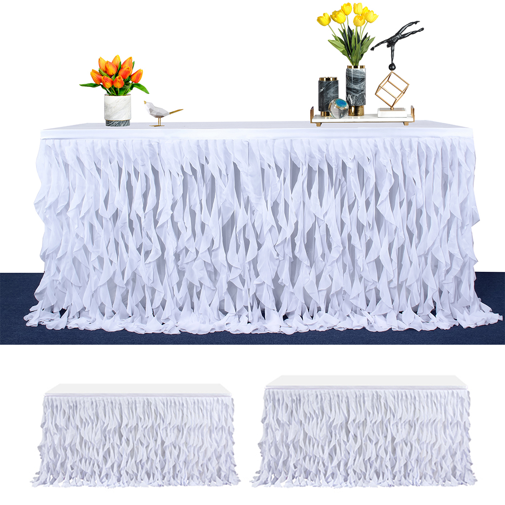 Handmade White Tutu Table Skirt Tableware Cover for Wedding Baby Shower Birthday Party Decor Home Kitchen Ornament