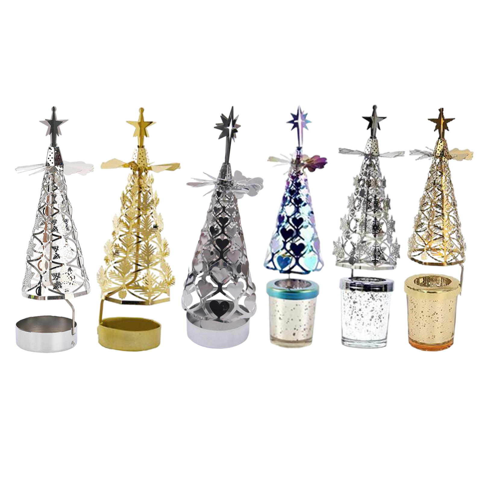 Holiday Rotating Candle Holder Candleholder Rotating Candlestick Tea Light Holder for Home Living Room Xmas Gifts Decoration