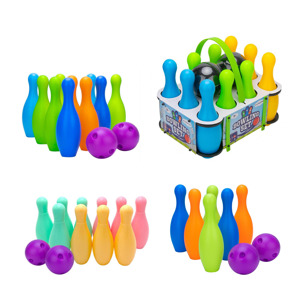 Multi-Color Plastic Bowling Balls Playset for Kids Ages 3+ School-age Child Toy Games