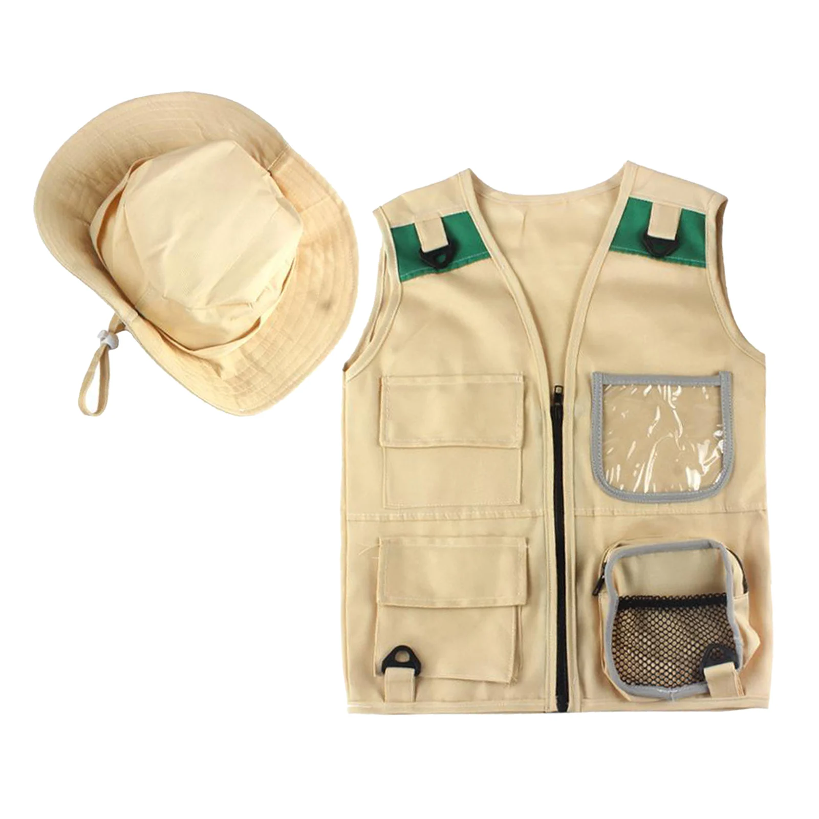 Outdoor Adventure Kit for Young Kids,Cargo Vest and Hat Set Backyard Explorer Safari Costume and Dress Up for Park Ranger
