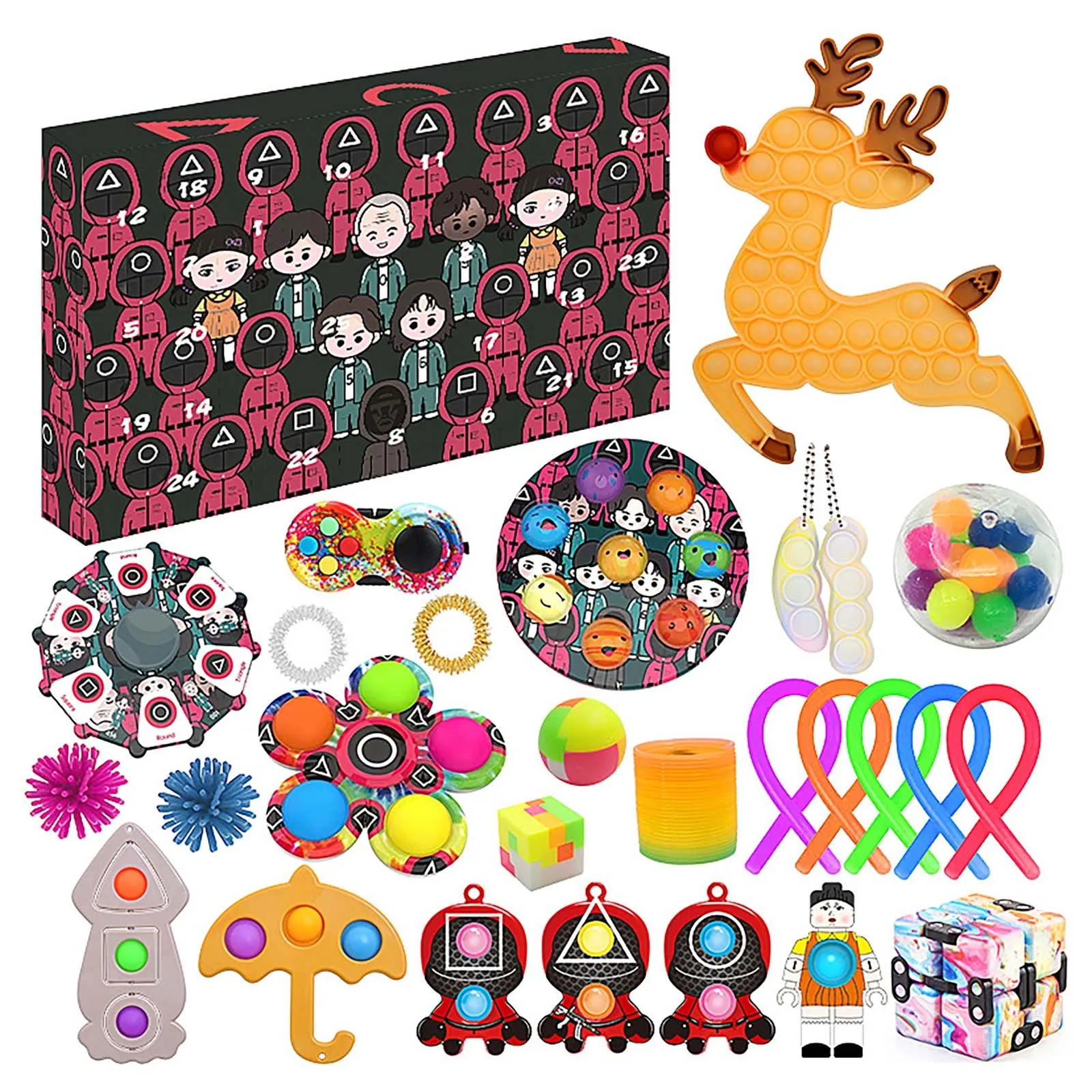 Fidget Toys Squid Game Advent Calendar Pack Anti Stress Toys Kit Stress