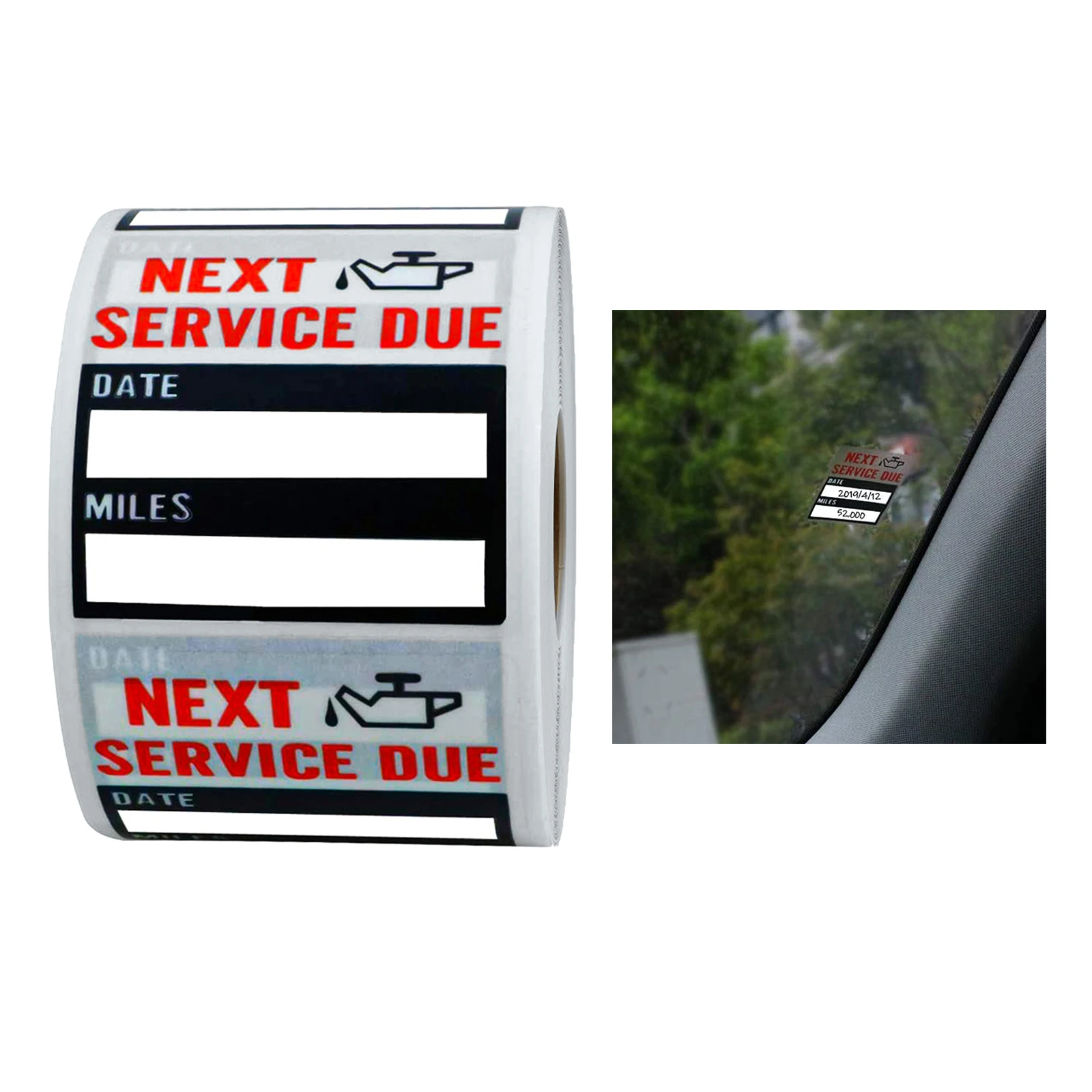 Oil Change Stickers 2X2 inch Oil Service Reminder Labels 100 pcs on a Roll Oil Change Window Sticker 