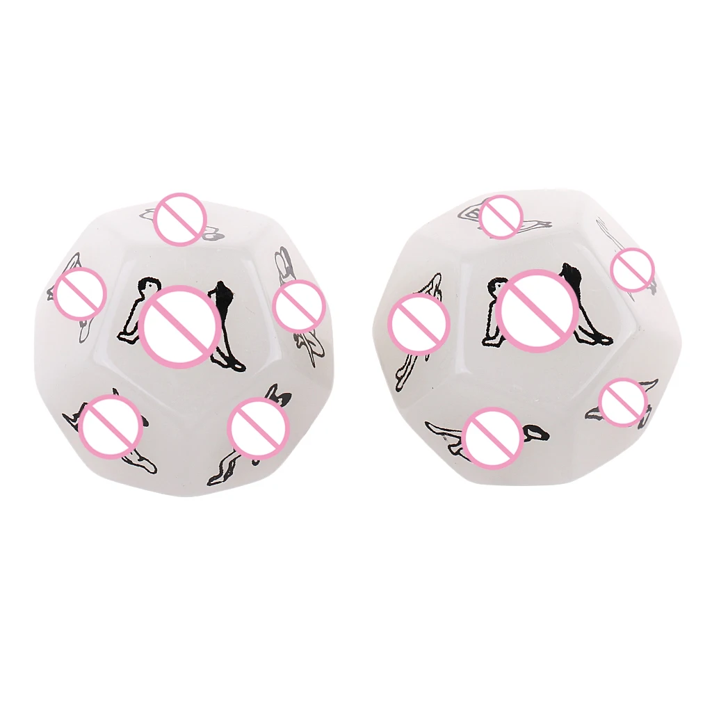 2pcs D12 Glow in Dark Couples Foreplay Game Dice Fun Aid for Him or Her Gift Adult Foreplay Dice