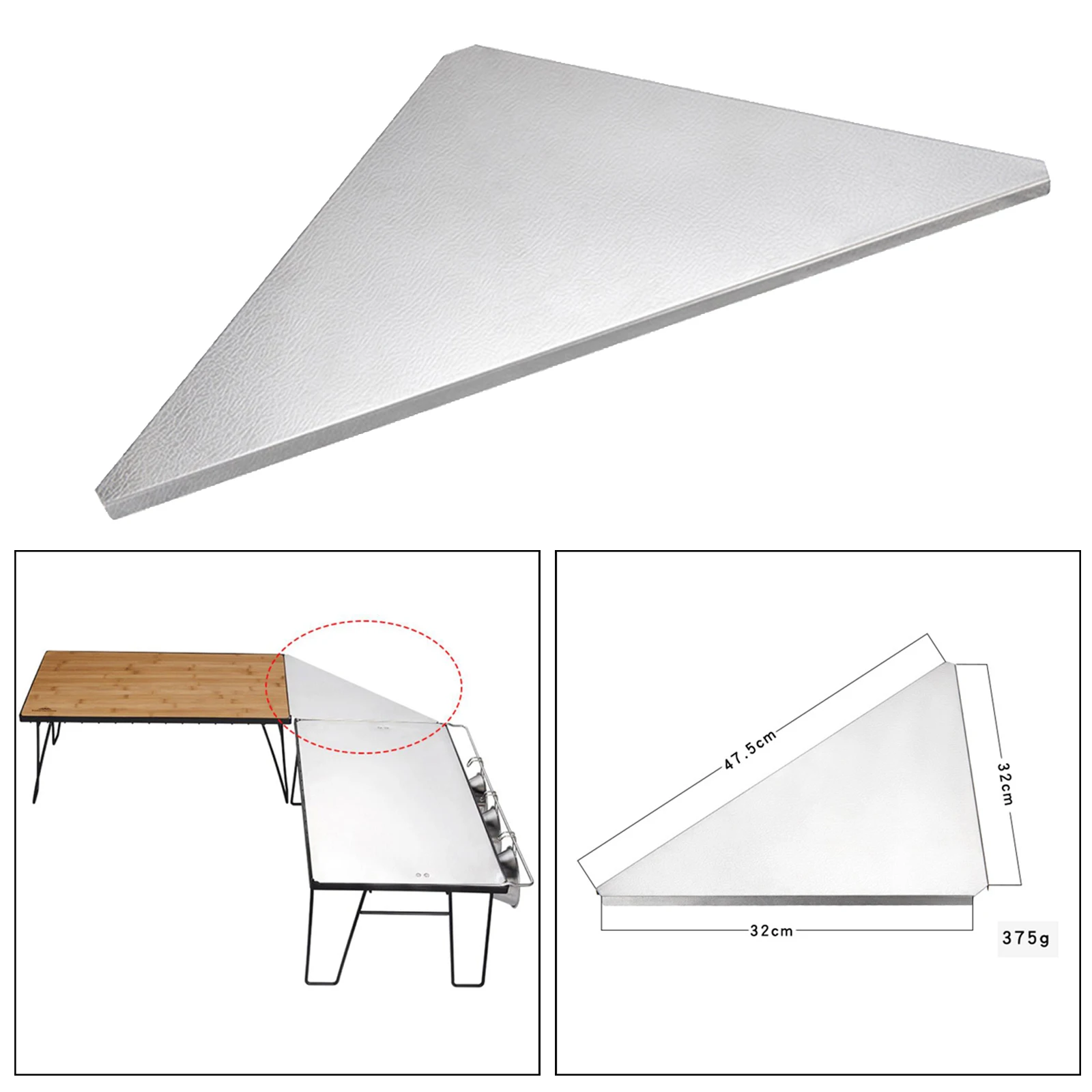Stainless Steel Triangular Top Plate Multi-purpose Table Auxiliary Tray Desktop