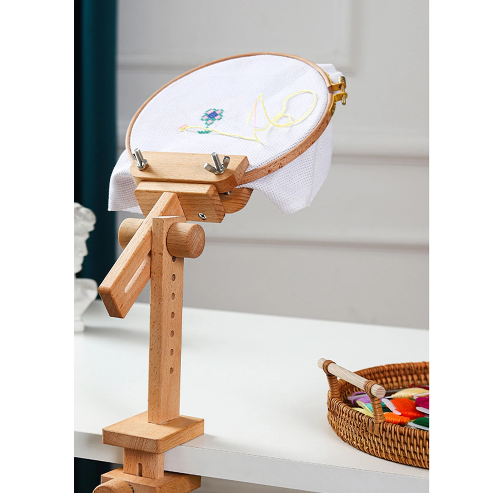 Embroidery Rack Needlework Stand  Hoop Adjustable Cross Stitch Frame Sewing Tool 