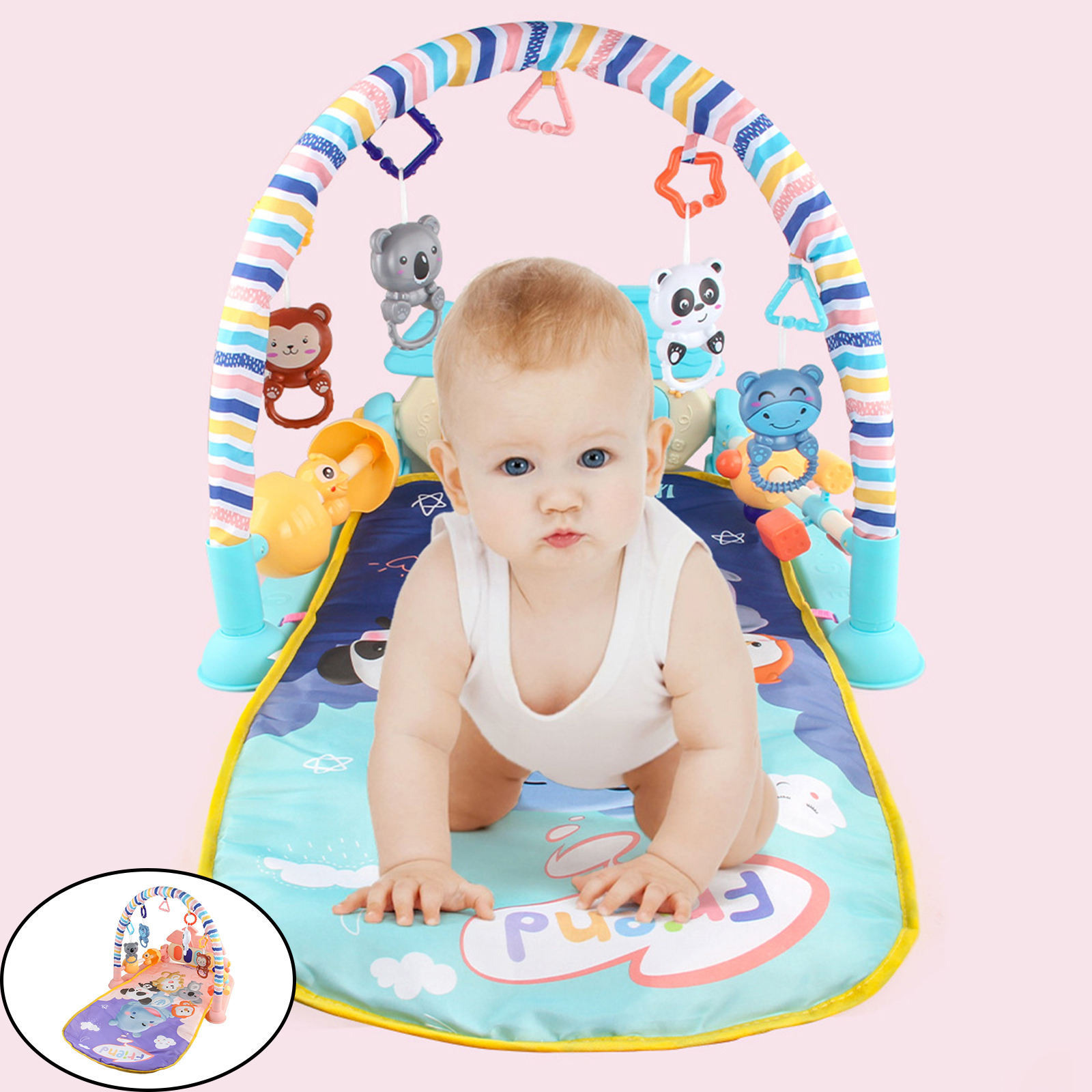 Baby Gym Puzzles Mat Educational Rack Toys Baby Music Play Mat with Piano Keyboard Infant Fitness Carpet Gift for Kids