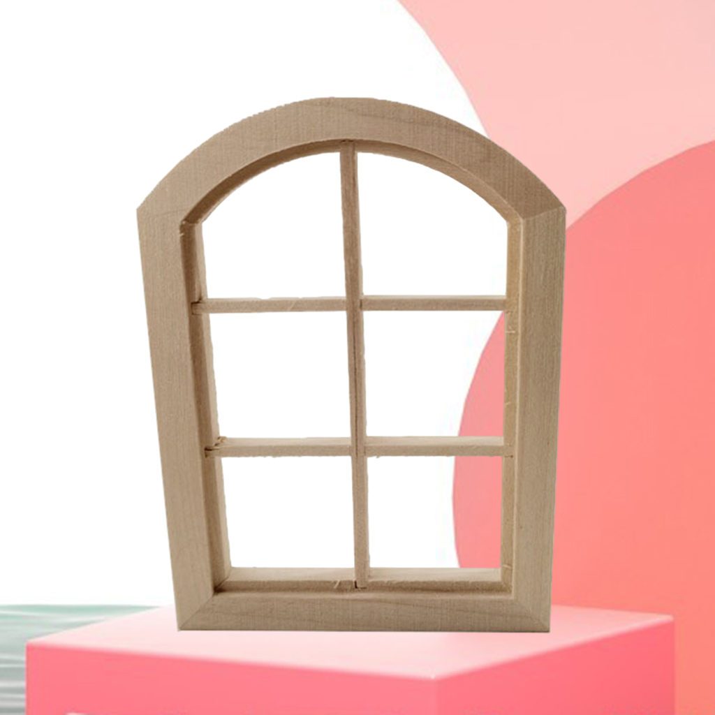 1/12 Dollhouse Miniature Unpainted 6 Panel Window Model Decor Accessories