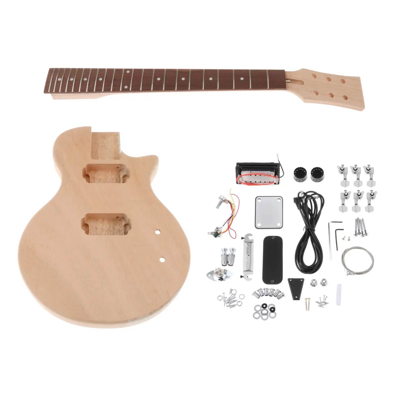 Professional Unfinished DIY Electric Guitar Kit Mahogany Body & Neck Rosewood Fingerboard Set for  Guitar Luthier Music Lovers
