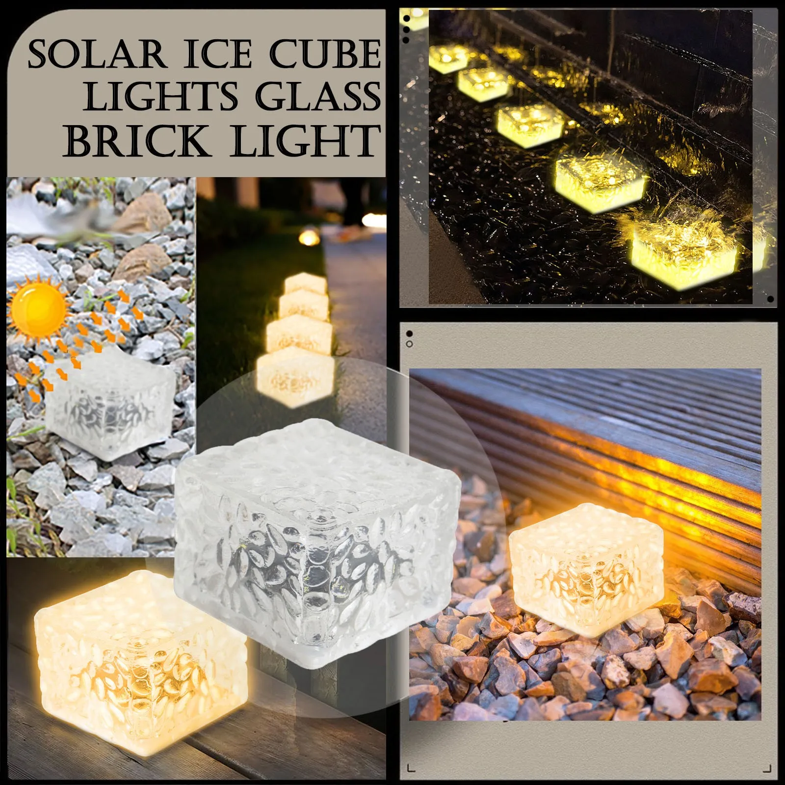 Ice Brick Light Solar Light Dwaterproof Home Buried Decor Garden Outdoor W2T7 