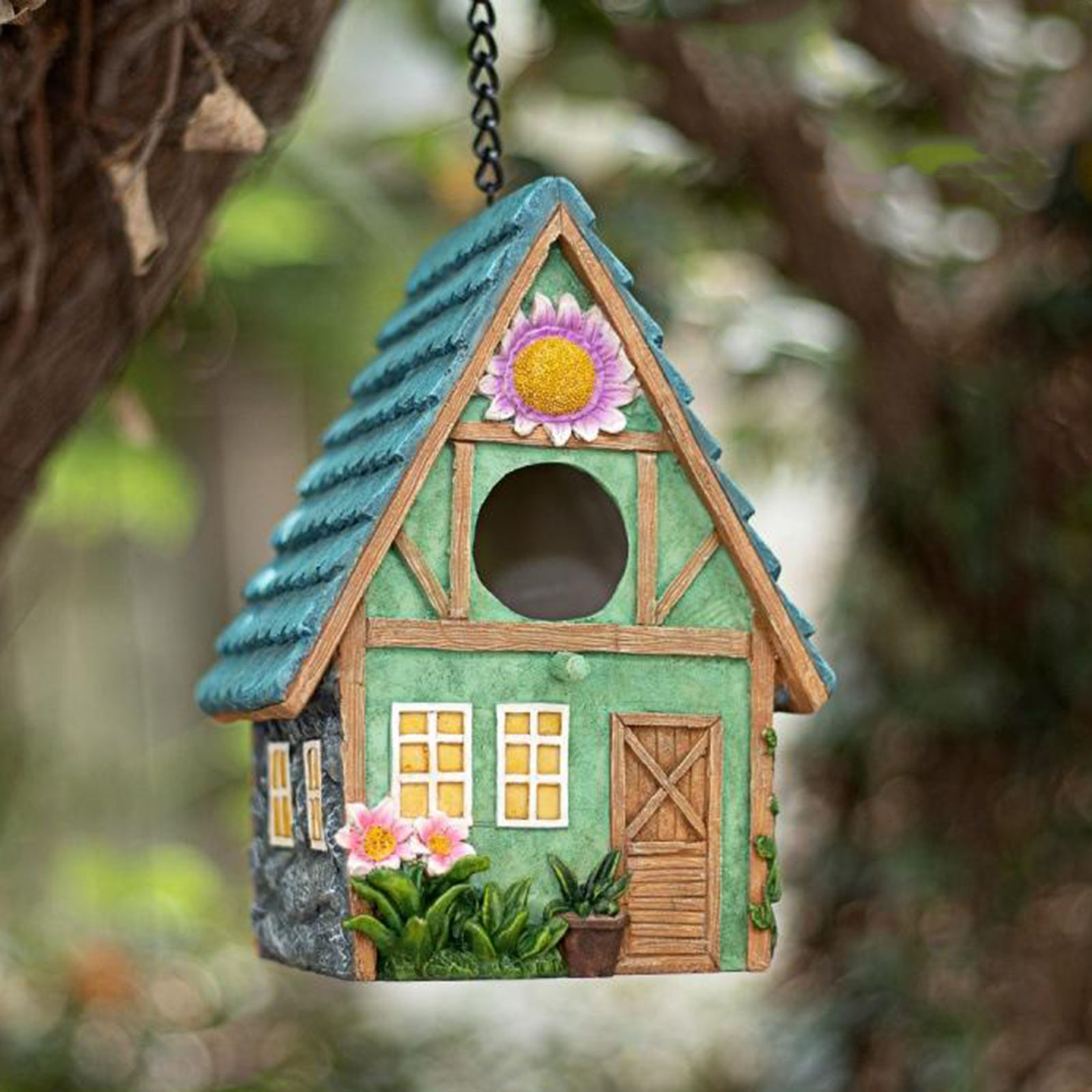 Hand-Painted ing Colourful Birdhouse Country Bird House for Small Birds