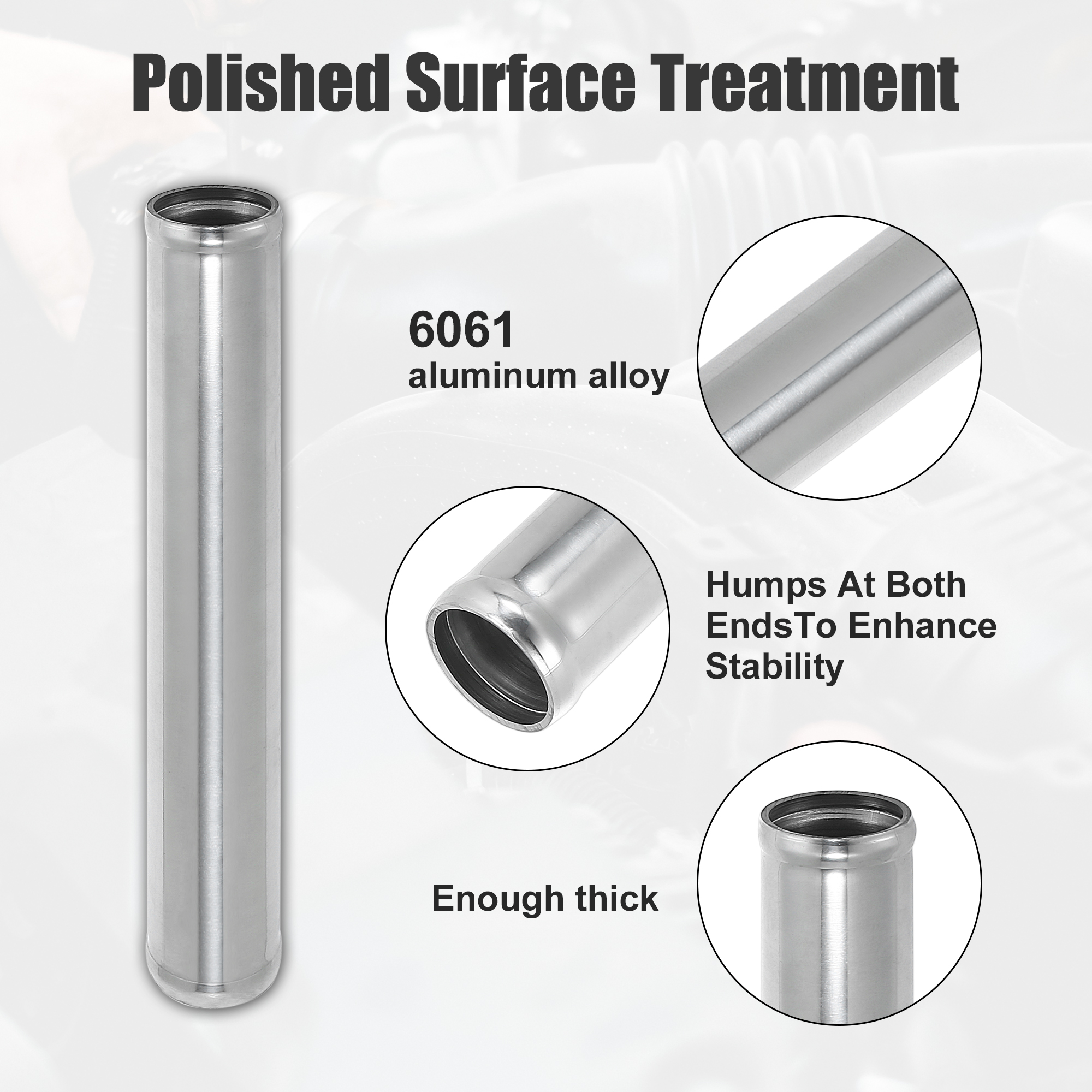 Uxcell Aluminium Legierung Rohr OD 38/45/51/63/76/89/102mm Kühler rohr Lufteinlass Rohr 0 45 Grad 300mm Länge für Auto – Detail 4