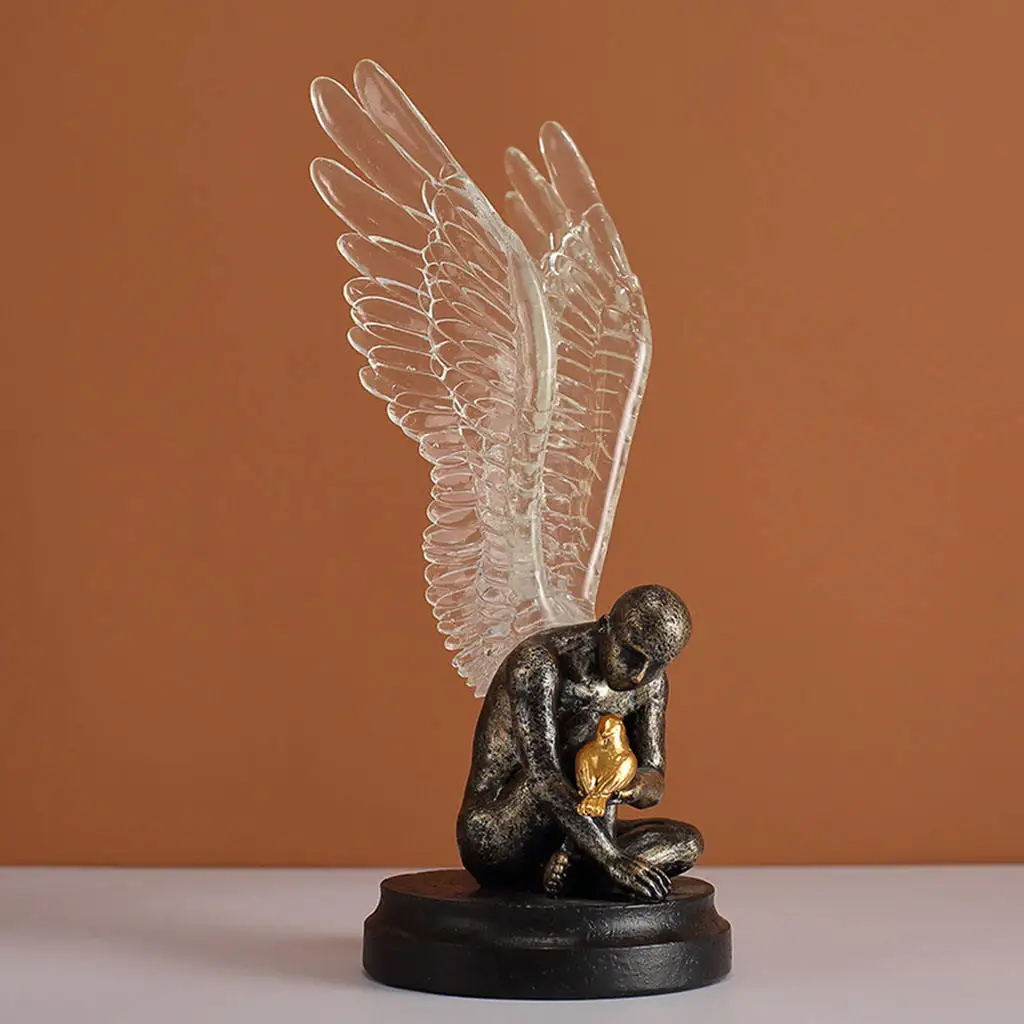 Redemption Angel Statue, Resin Angel Sculpture with Open Wings, Home Gardening Decoration, Decorative Statue, Ornaments