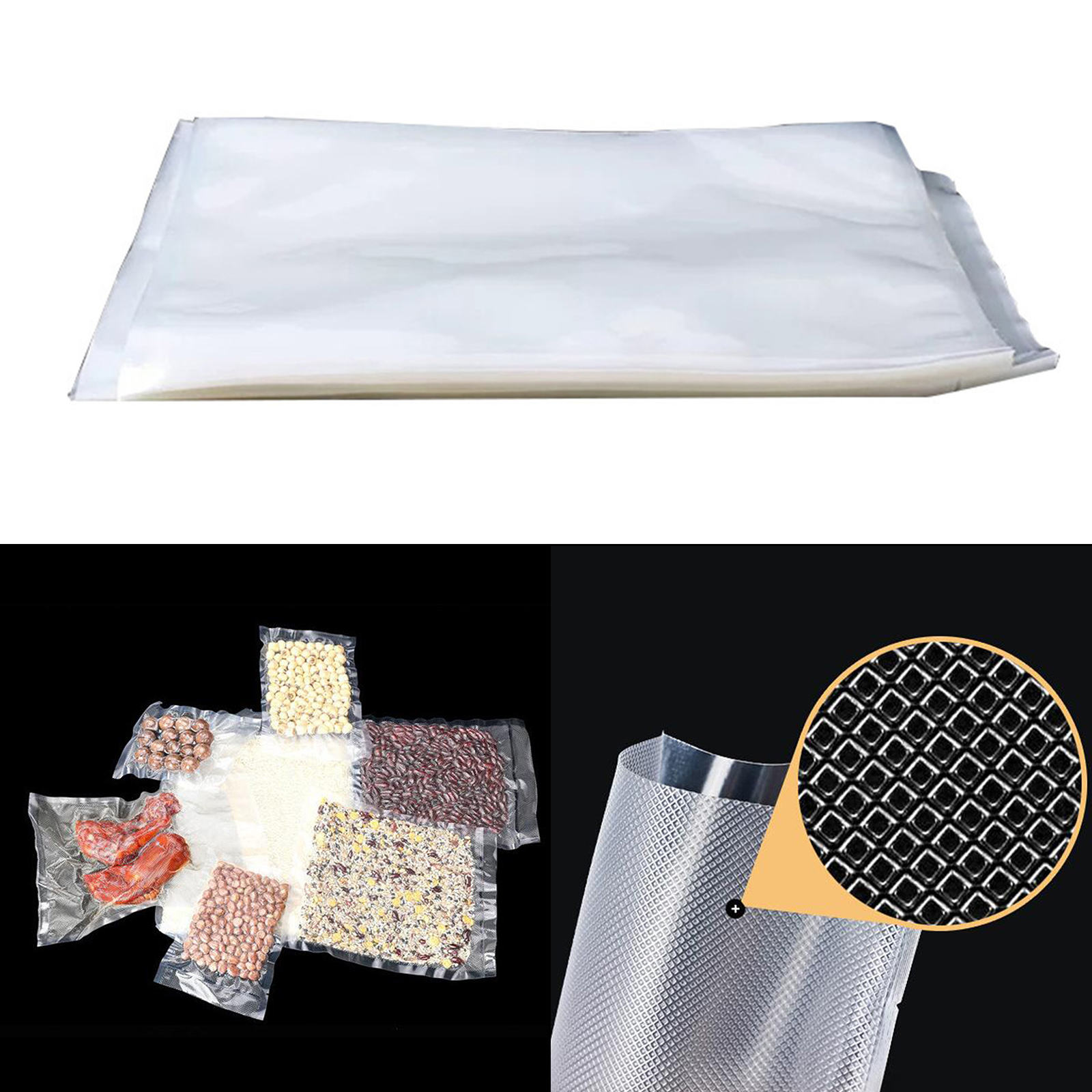 100Pcs Food Storage Bags Heat Freezer Bags Cookie Bags for Fruit Veggies 300x250mm