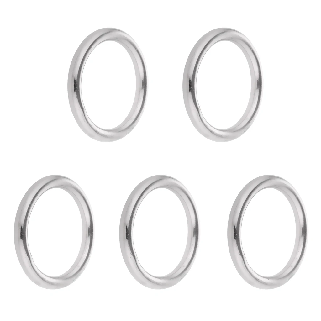 5-set Polished 304 Steel Round O Rings Marine Boat Welded 15/ 20/ 25/ 30/ 35mm