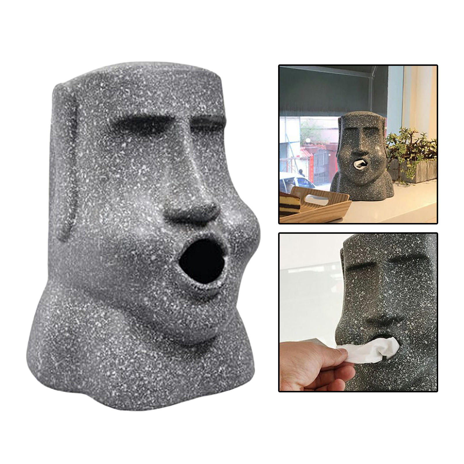 Tissue Box Holder, Moai Sculpture Collectibles Wet Wipes Dispenser for Living Room