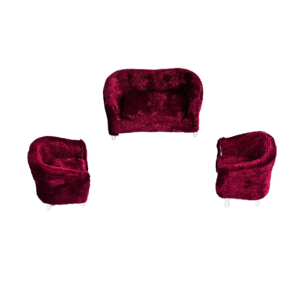 3Pcs/Set Miniature Sofa Doll House Furniture Mini Couch 1/25 Scale,Dollhouse Decoration Accessories