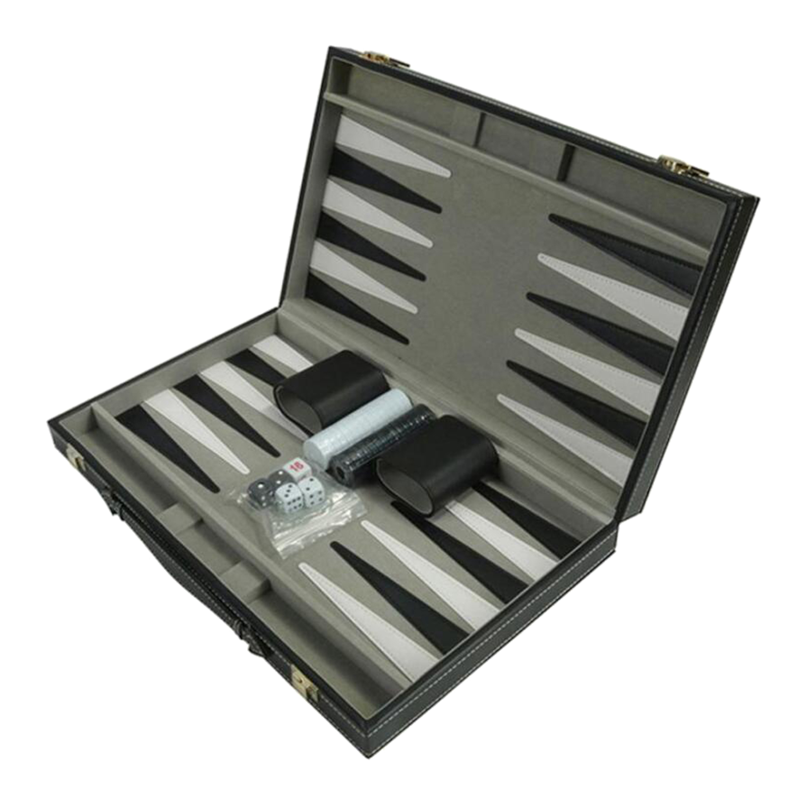 Foldable Chess Board Backgammon Set PU Leather Case Portable with Playing Pieces Nice Gifts
