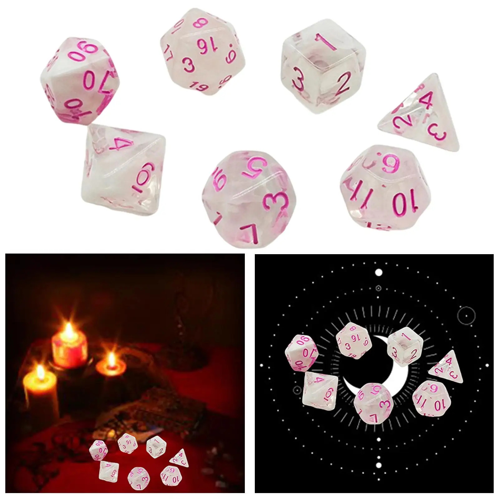 7 Pieces Polyhedral Dice D20 D12 D10 D8 D6 D4 Multi Sides Dice for Lovers Dice Toy Gift Bar Toys