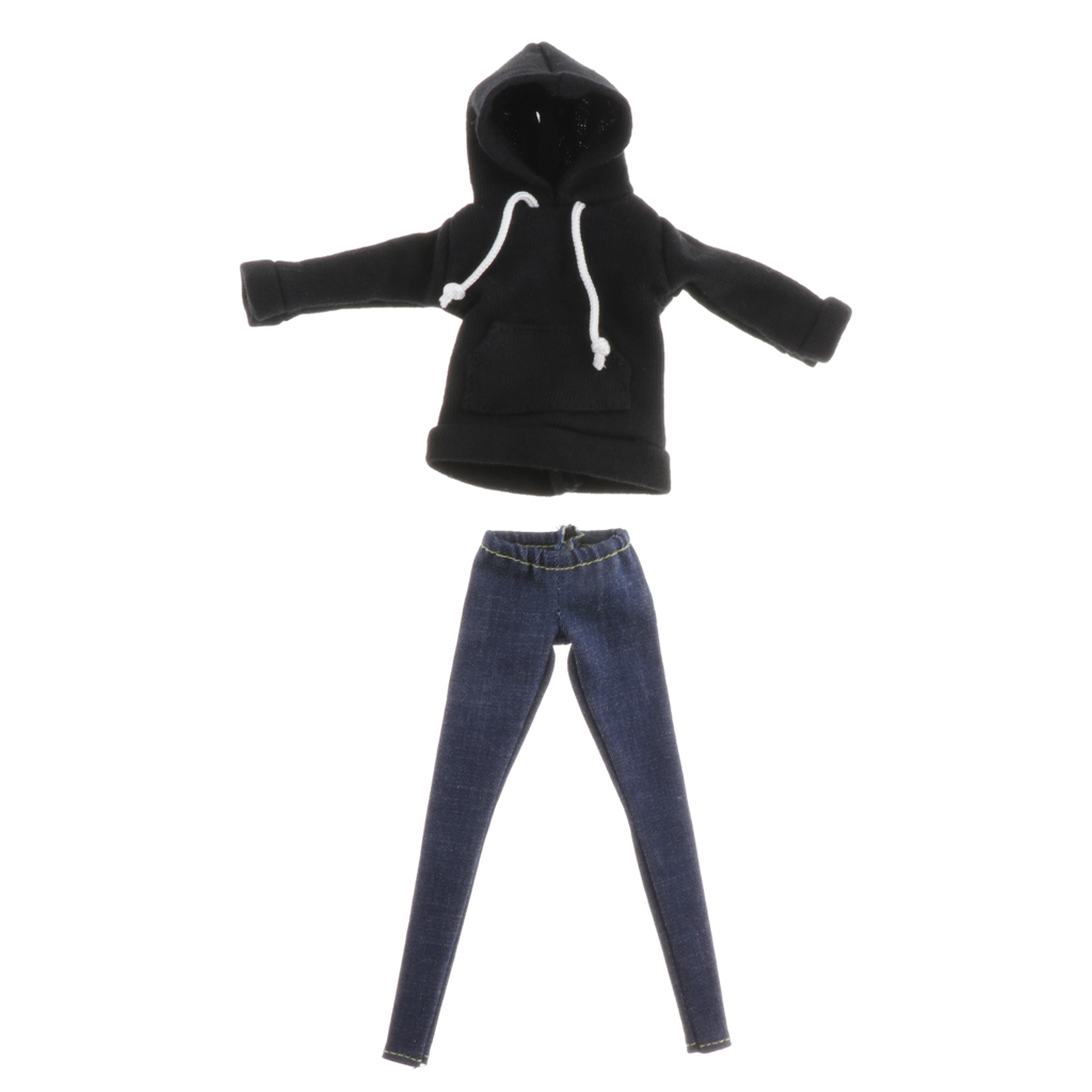 Cute BJD Clothing Hoodie & Jeans Pants for 1/6 Blythe Dollfie Outfits Accs