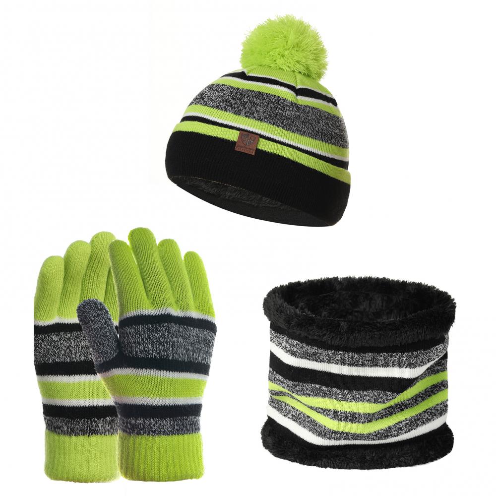 lime green hat and gloves