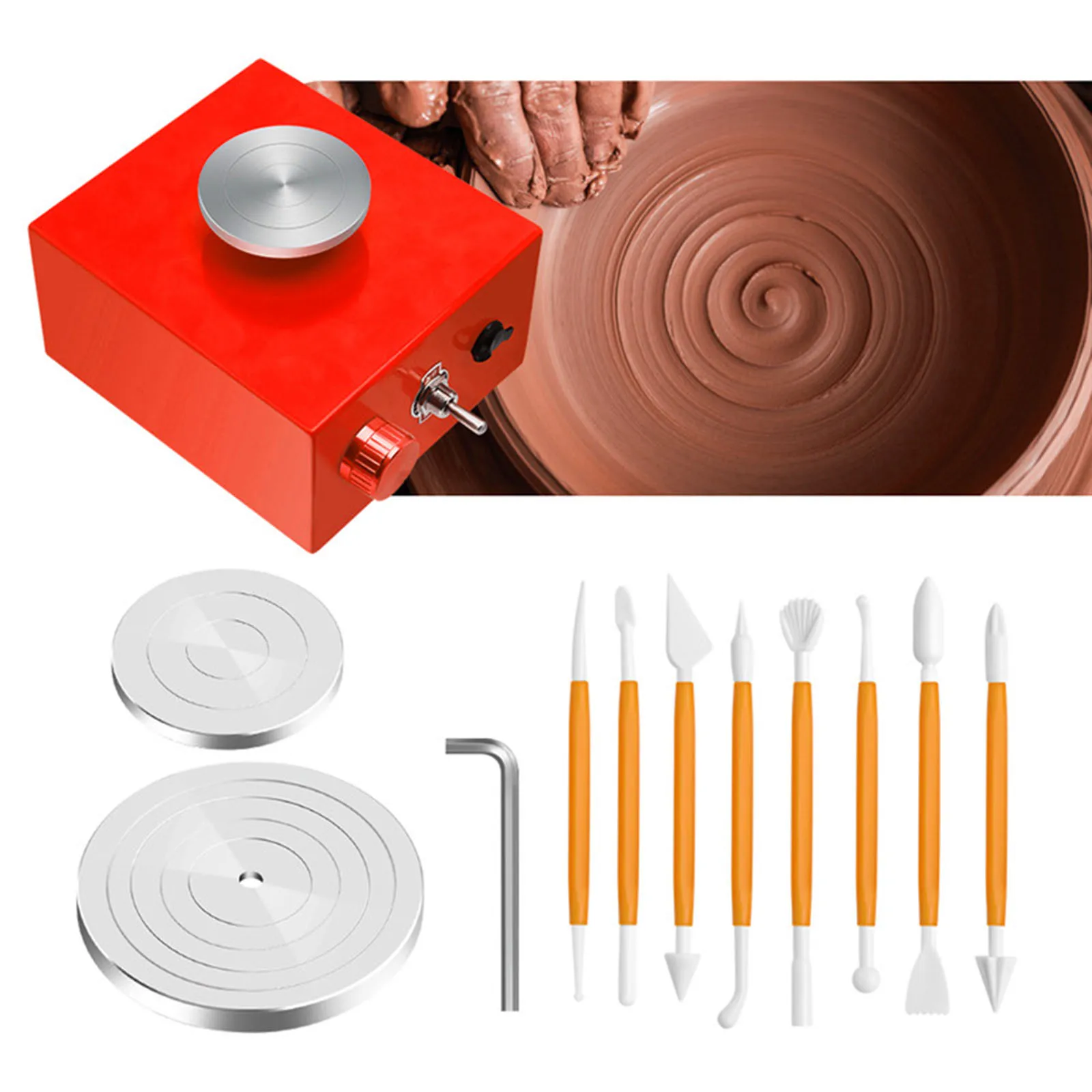 Mini Electric Pottery Wheel Machine for Ceramic Work Art Craft Turntable Rotary Plate DIY Clay Tool Kids Teaching Aids