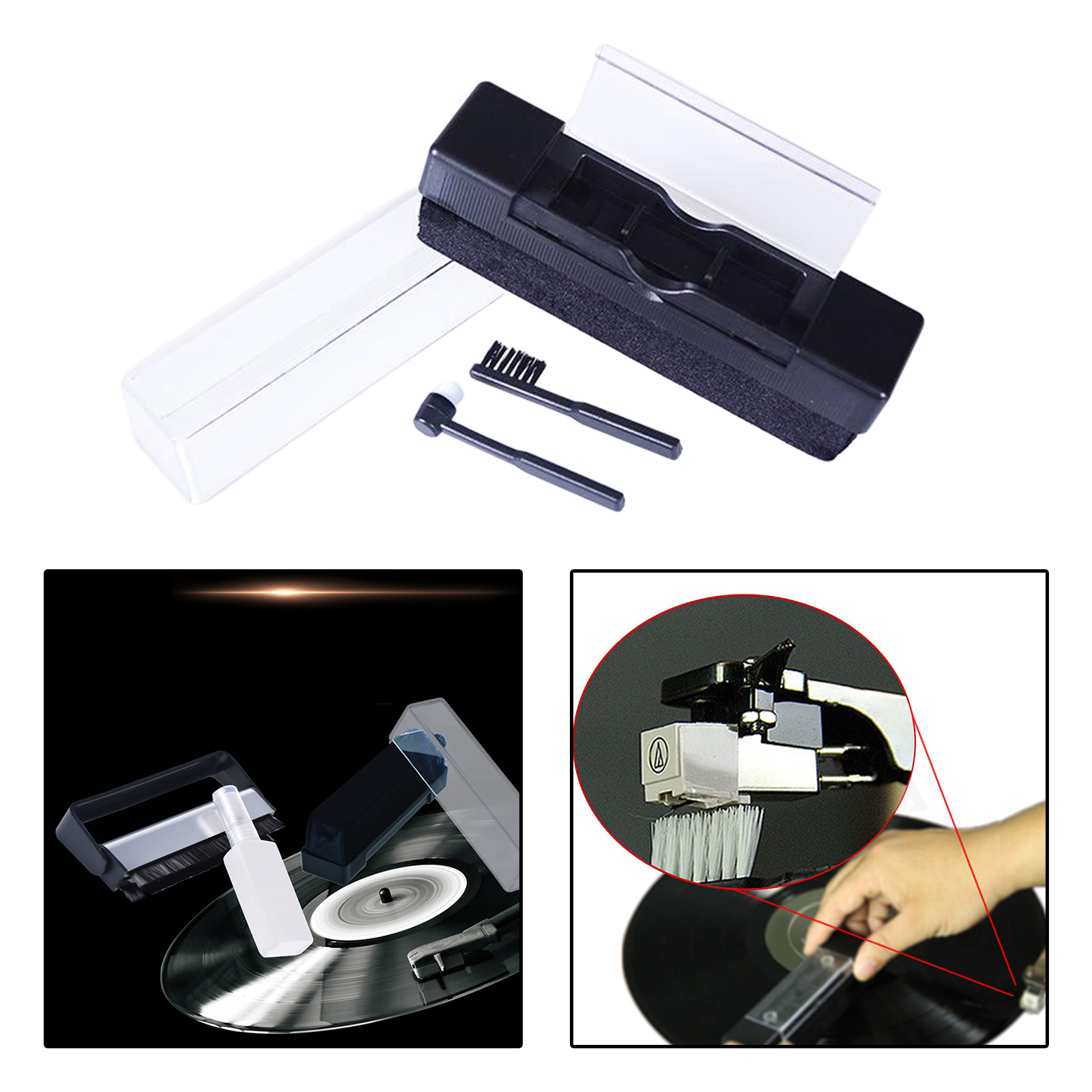 3 in 1 Record Cleaner Anti Static Velvet Cleaning Brush for Turntables, No More Residue