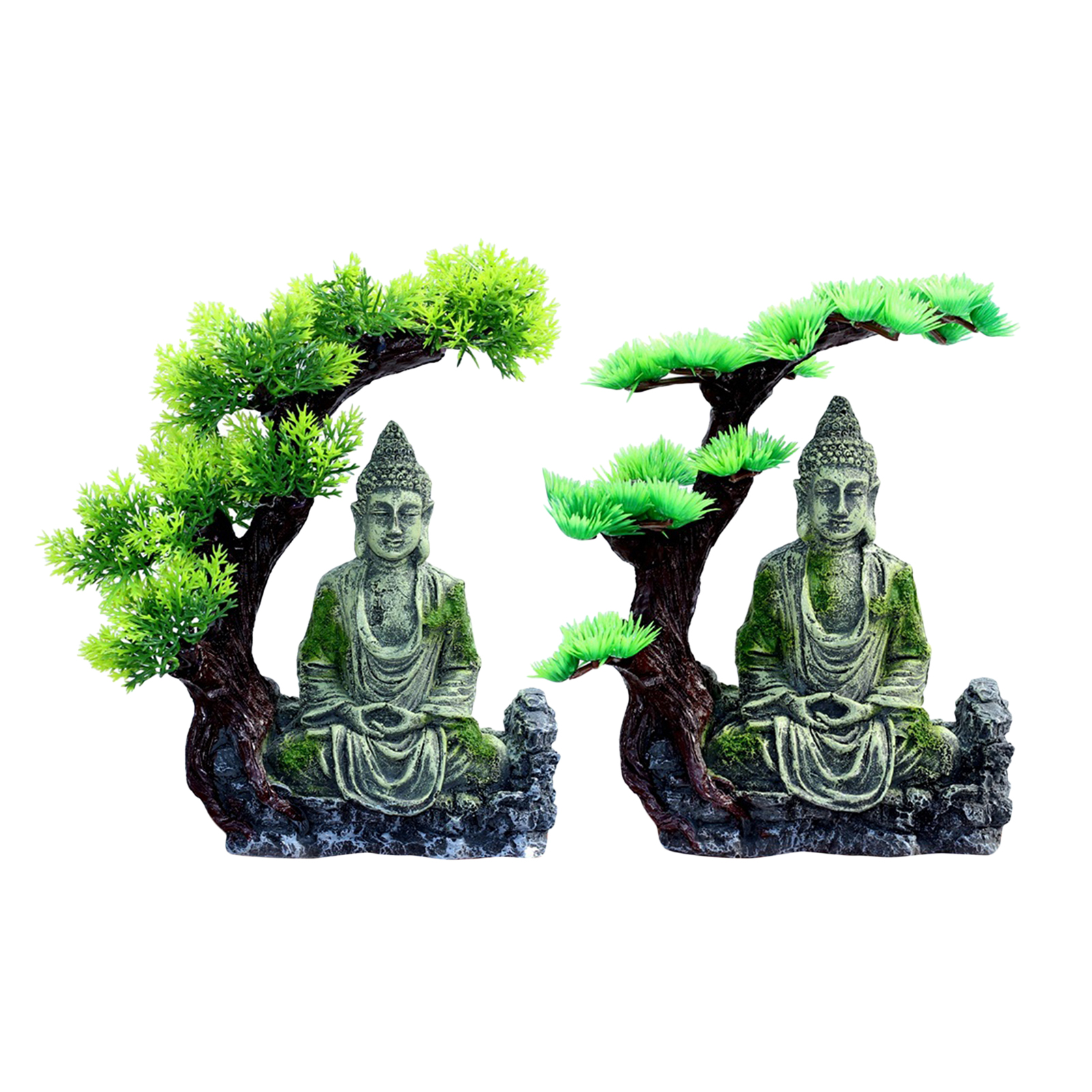Aquarium Ancient Decoration Resin Zen Buddha Sitting Statue Cave for Aquarium Fish Tank Landscaping Ornament Decor