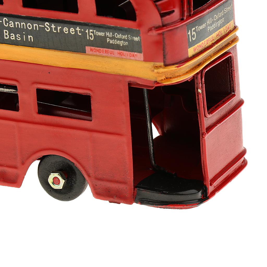 Tinplate Small Metal Double-deck London Bus Model Crafts Handicrafts