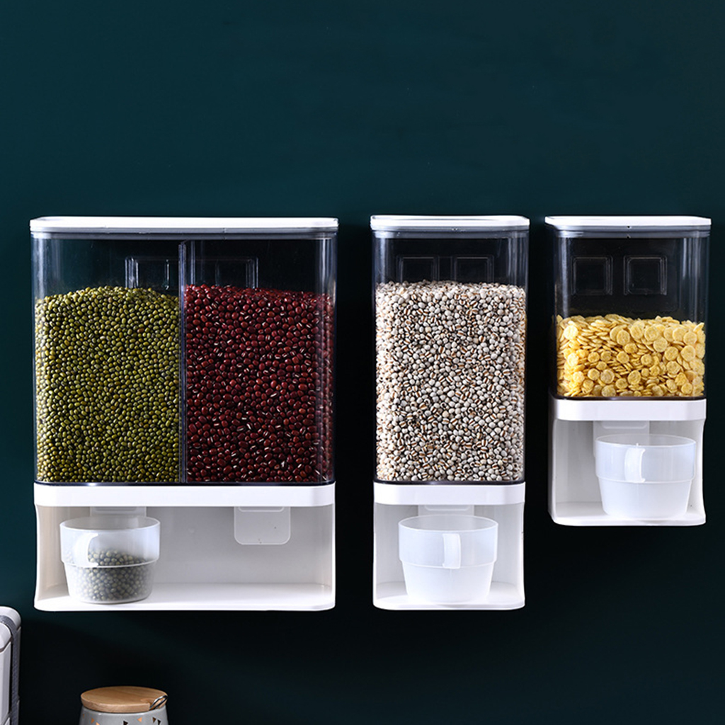 Countertop Rice Bucket Grain Dispenser Dry Food Storage Container