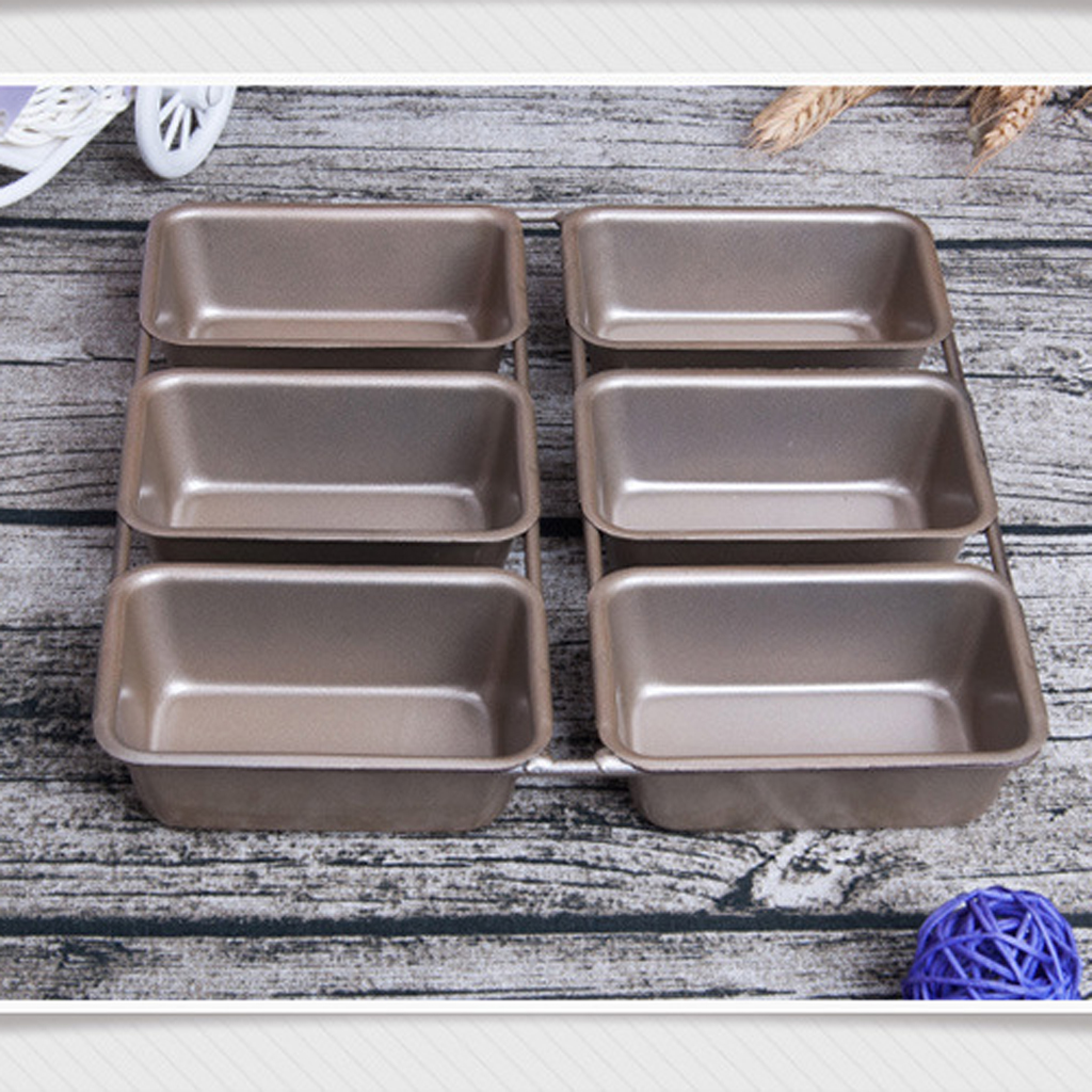 6 Cavity Metal Loaf Non Stick Pan Bakeware Mini Deserts Bread Baking Tin