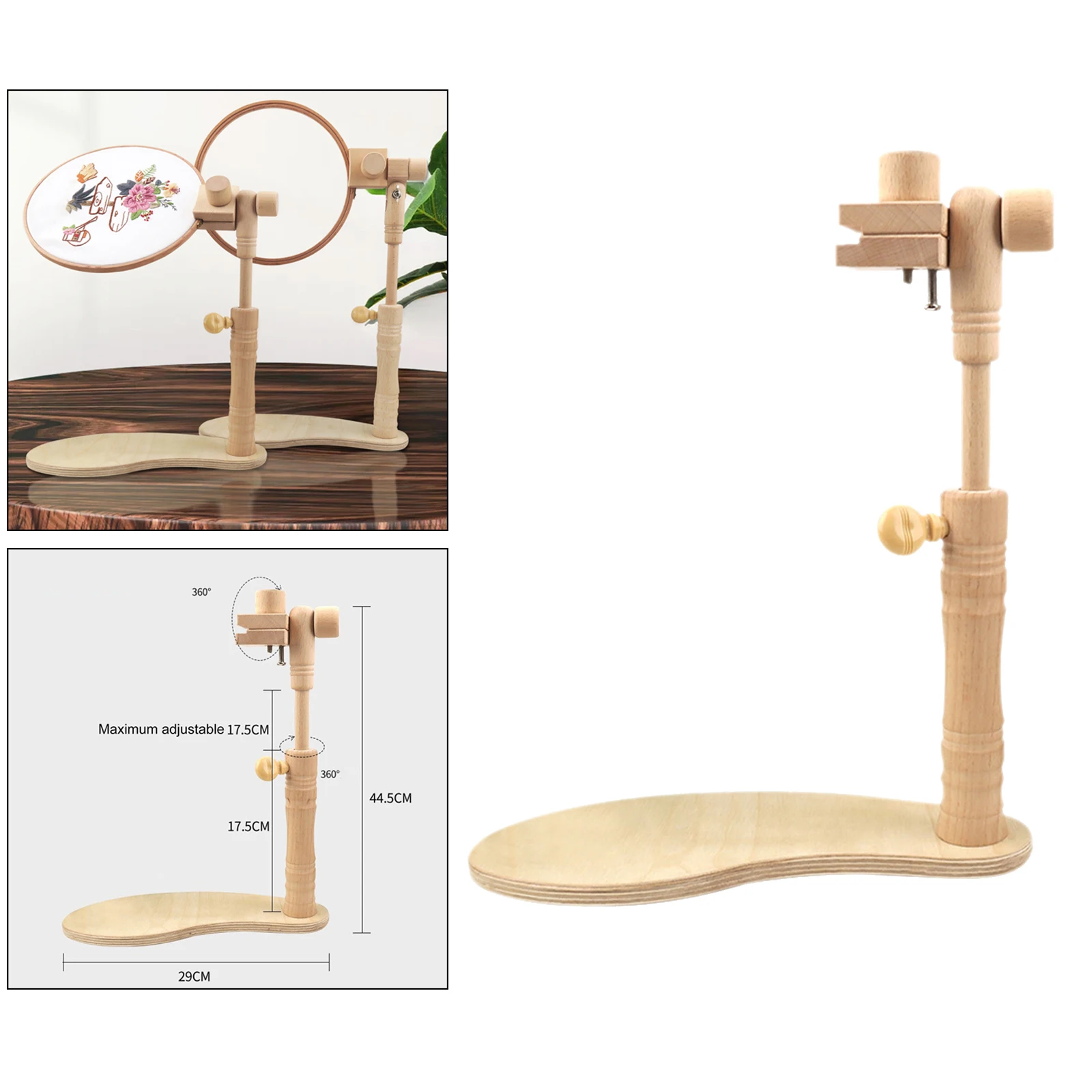 Adjustable Wooden Embroidery Lap Stand Tapestry Frame Cross Stitch Rack Holder Tabletop DIY Sewing Hoop Tools