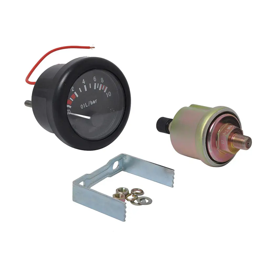 0-10Bar Oil Pressure Gauge Pointer Meter 2`` & NPT1/8 Sensor for Boat Marine Yacht