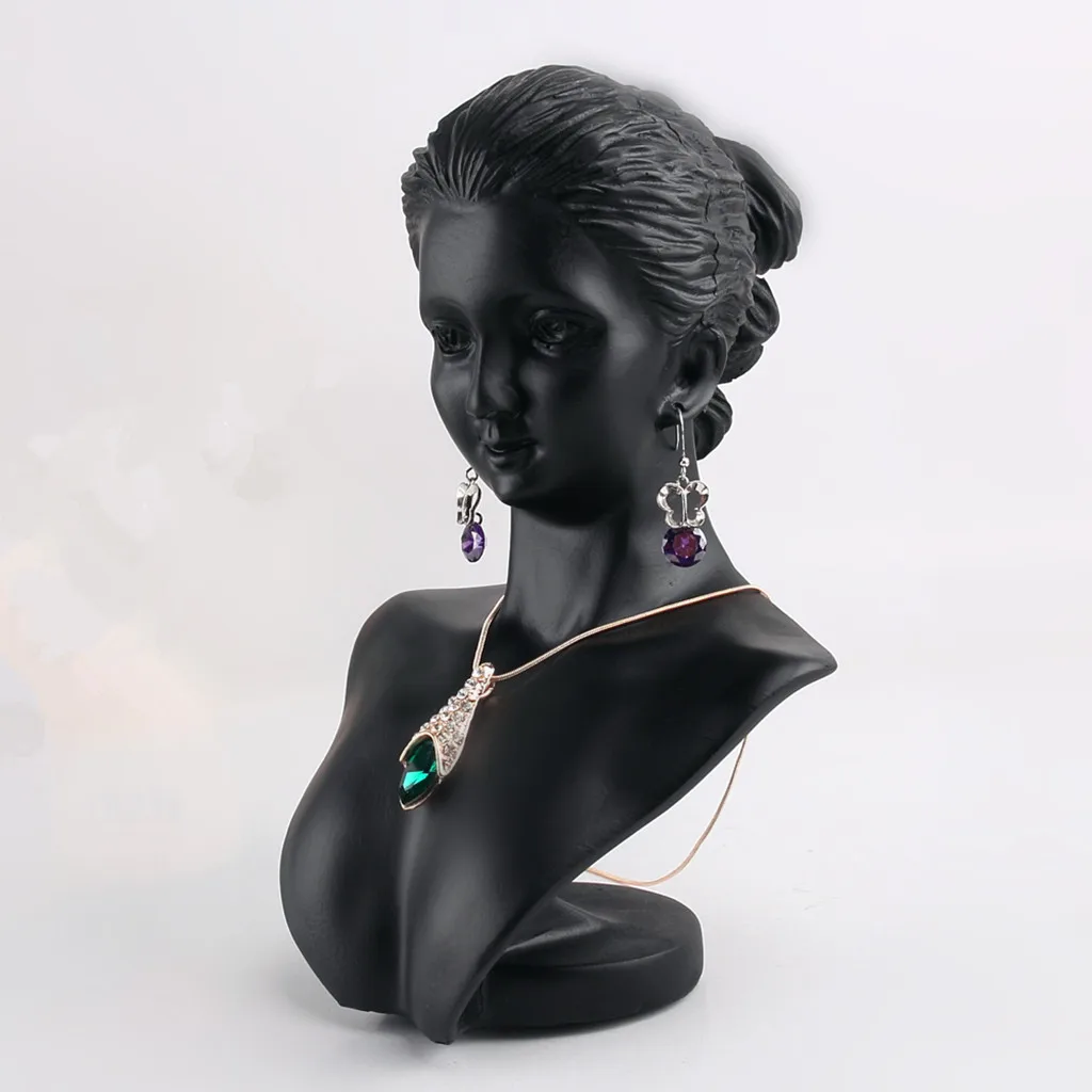 Resin Women Mannequin Bust Model Counter Necklace Earring Jewelry Display Rack